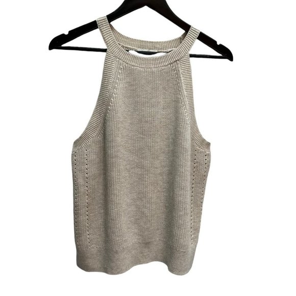 ♥️SOLD♥️𝅺Gentle Fawn Jasper Halter Neck Ribbed Strappy Crochet Top Cream Size L - Picture 3 of 10